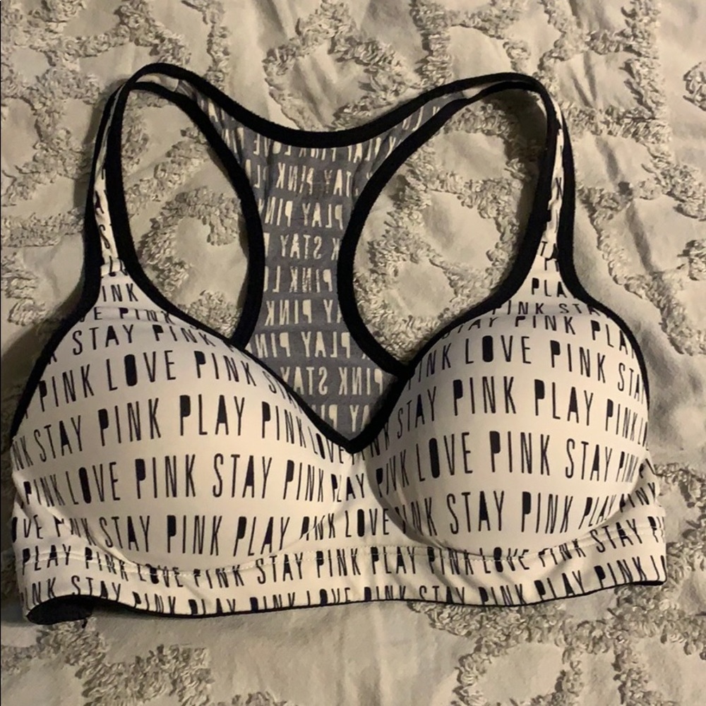 3/$25 Pink VS black and white padded sports bra